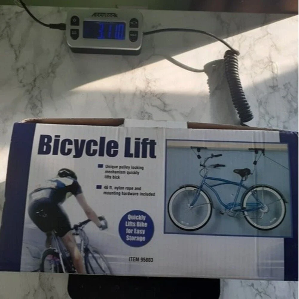 Bicycle Lift Bike Ceiling Mount Pulley Hoist Garage Storage Rack Hooks Hanger